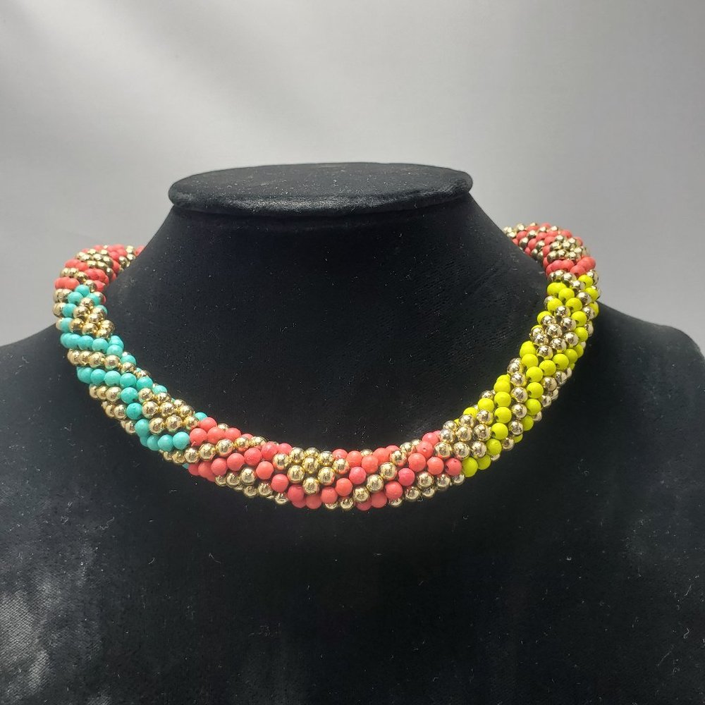 Signature multi color  beaded Bohemian choker necklace